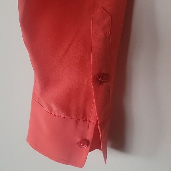 NWT Equipment S Coral Silk Button Up Modest Long Sleeve Office Shirt Top Blouse - Picture 9 of 13